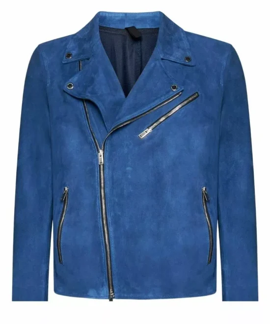 Jacknify Navy Suede Biker Jacket