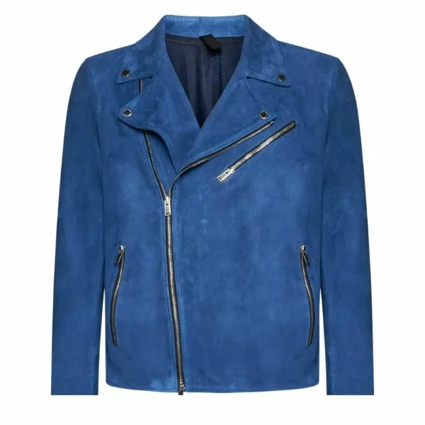 Jacknify Navy Suede Biker Jacket