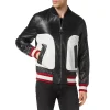 Jacknify Black White Leather Bomber