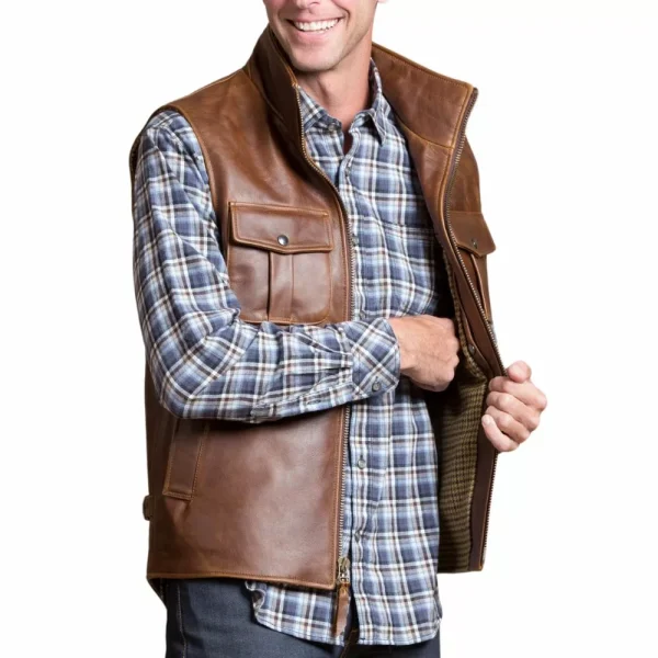 Vintage Brown Leather Vest