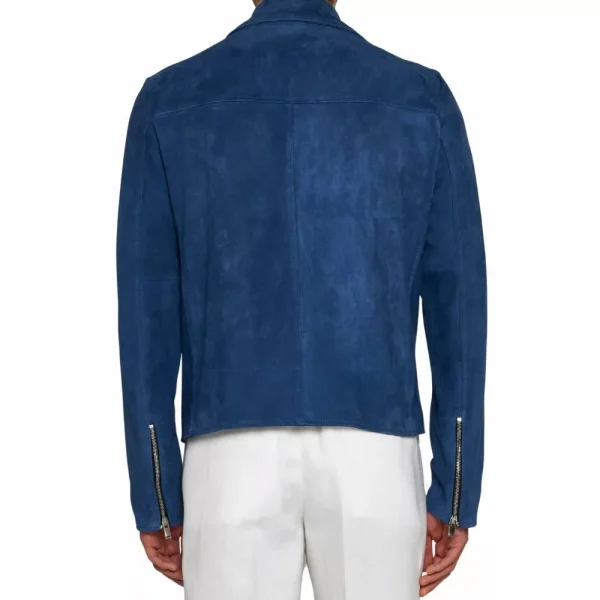 Navy Blue Biker Jacket Men
