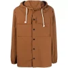 Brown Hooded Cotton Men’s Shacket Jacket