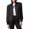 Womens Black Letterman Varsity Jacket With Leather Sleeves
